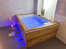 VASCA IDROMASSAGGIO 180X120 RISCALDATA 41 GETTI LED BLUETOOTH LED CASCATA LEGNO