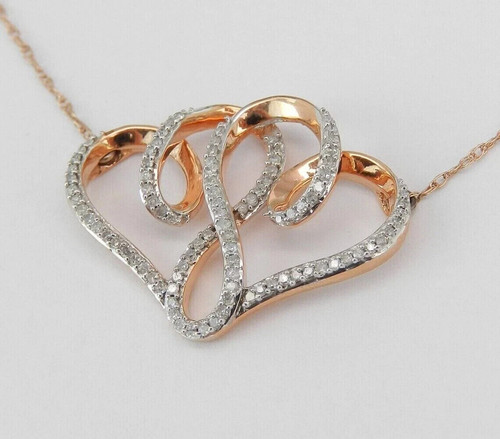 Ciondolo doppio cuore - doppio, diamante