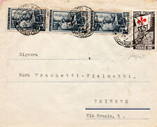 REPUBBLICA 1951 BUSTA Lire 5 GIOCHI GINNICI+3 ITALIA LAVORO DA TRENTO A TRIESTE