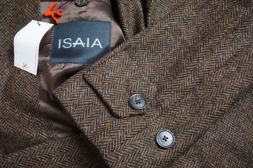 Isaia napoli brown herringbone - isaia,