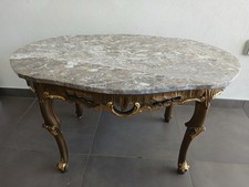 Antico Tavolino da Salotto in Marmo e Legno  Dorato Vintage Stile Luigi XV