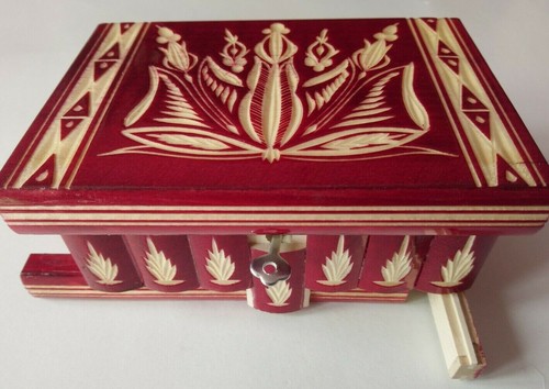 Red jewelry puzzle magic box