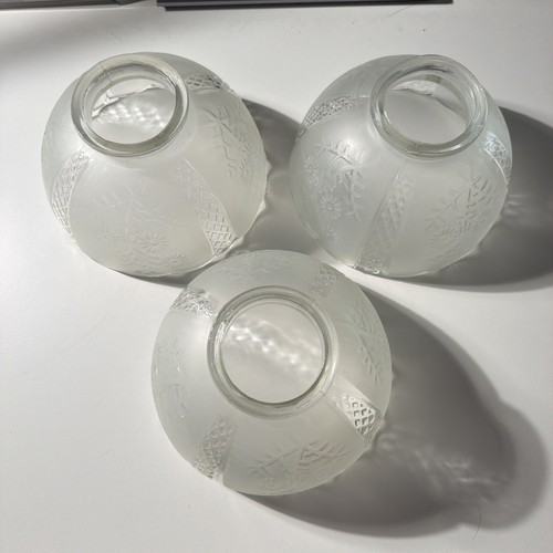Set vtg frosted - glass, lamp