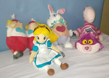 Raro set peluche Sega Japan ALICE NEL PAESE DELLE MERAVIGLIE Disney Cheshire gatto coniglio bianco