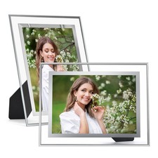 Set da 2 Cornici 13x18 in Argento in Vetro Adatte per Foto da 7 Pollici Facili