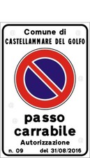 CARTELLO ALLUMINIO PASSO CARRABILE 60x40 4 FORI RIFRANGENTE A NORMA 3mm SPESSORE