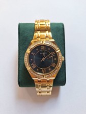 GUESS Orologio Donna Cassa Color Oro Quadrante Cristallo Verde E Brillanti-Nuovo