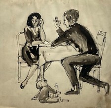 Acquerello Madre Padre Bambino