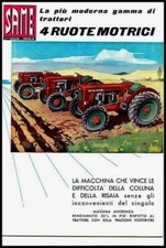 PUBBLICITA' 1954 TRATTORE SAME 4 RUOTE MOTRICI  CASSANI TREVIGLIO TRACTOR RISAIA