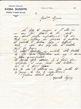 LETTERA SEGHERIA IDRAULICA CAGNA GIUSEPPE PONTE DI NAVA ( ORMEA ) ANNI '30 