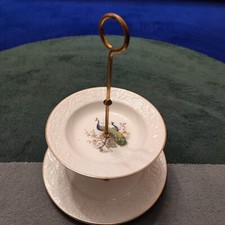 Alzatina ceramica e ottone porta frutta 2 piani Laveno SCI Since 1856, Italy