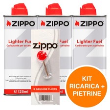 Zippo Pietrine e Ricarica Accendino a Benzina 6 Flint + 3 Lighter Fuel Liquido