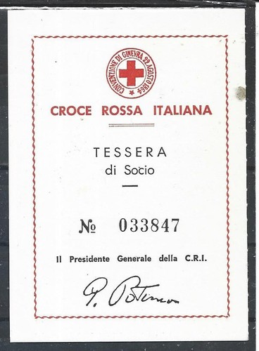 1967 tessera socio croce rossa - croce,