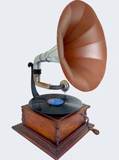 RARO GRAMMOFONO PATHÉ Originale d'Epoca (c.1905-1920) ANTICO con Targa e Tromba