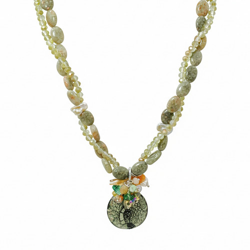 Collana agata verde oliva - verde,