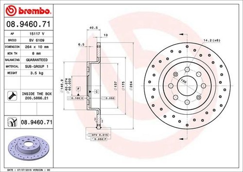 Disco freno brembo - brembo, 08.9460.71