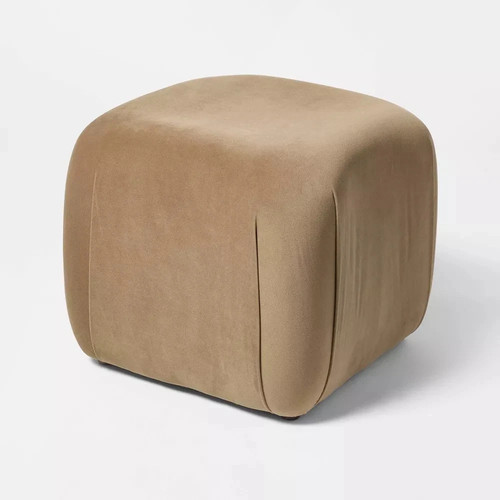 Square velvet ottoman tan - ottoman,