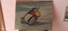 GIACOMO AGOSTINI SU MV AUGUSTA DIPINTO OLIO SU TELA, QUADRO 50X40 VINTAGE 1975
