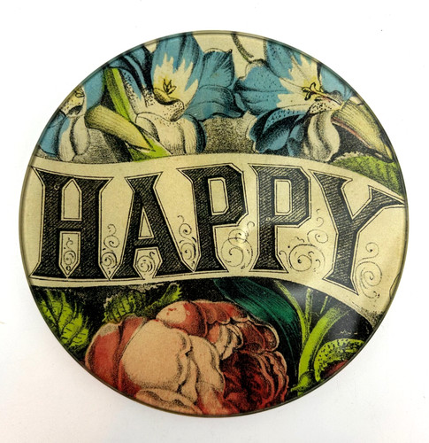 Piatto happy vetro decoupage - piatto,
