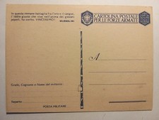 Cartolina Postale per le Forze Armate. Franchigia.