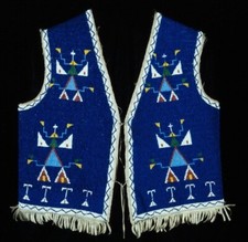 Vecchio gilet Powwow Regalia stile nativi americani Lakota fatto a mano con perline SXV10
