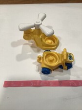VTG 2003 Fisher Price Little People Tricycle Tike Yellow Blue + Helicopter