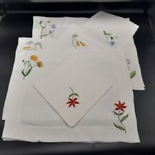 6 Houria Tazi Hand Embroidered Placemat Set Napkins Alberto Pinto "Botanica" new