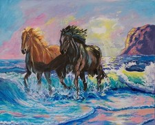 Cavalli da corsa in spiaggia