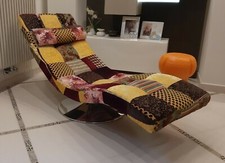 Poltrona Chaise Longue Patchwork Base Cromata