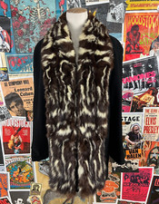 Cappotto donna vintage nero skunk pelliccia orlo bracciale manica giacca XS glam