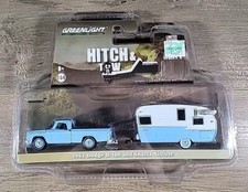 Greenlight 1963 DODGE D-100 blu SHASTA AIRFLYTE CAMPER gancio di traino e gancio di traino