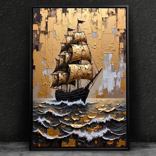 Nave pirata dorata arte - nave,