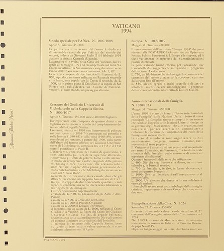 Vaticano 1994 fogli marini - vaticano,