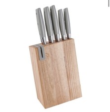 BRANDANI: Ceppo Coltelli Natural Con 5 Coltelli Inox e Affila Coltelli