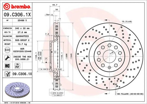 Disco freno anteriore brembo - freno,
