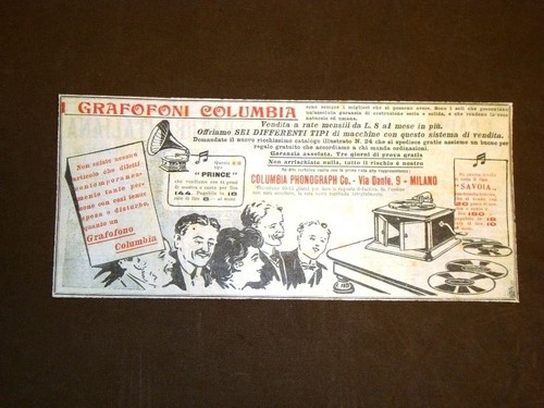 Pubblicità del 1912 - , grafofono