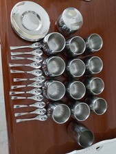 Servizio AMD acciaio inox 18/10 12 tazzine caffè, piattini, cucchiaini, bricco 