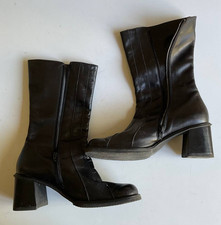 Stivali alti neri In Pelle da donna, chiusura lampo, n 40