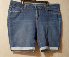 Bermuda Time and Tru corti blu denim vita media usati in ottime condizioni donna 20 #H68-11