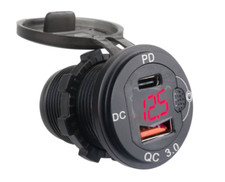 caricabatterie USB 12V/24 presa accendisigari porta USB + PD display voltmetro