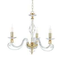 Lampadario in vetro Trasparente cristallo Elegante Classico oro 3 luci Murano