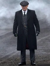 Trench coat uomo lungo lana nero Peaky Blinders Thomas Shelby trench coat