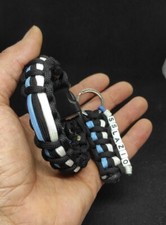 Bracciale  Paracord  LAZIO Bianco Celeste + Portachiavi Su misura Fatto A Mano 