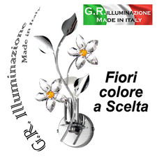 APPLIQUE MODERNA CROMATA 1 LUCE LAMPADA DA PARETE CROMO CRISTALLO BAGNO Sara