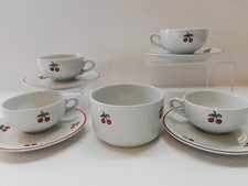 RICHARD GINORI CILIEGIE CHERRIES SET 4 TAZZINE CAFFÈ PIATTI ZUCCHERIERA VINTAGE 