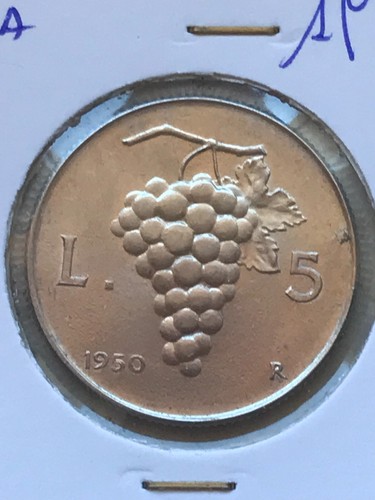 Moneta italia lire 1950 - italia, 5