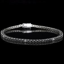 TENNIS BRACCIALE ORO BIANCO 18KT BRILLANTI NERI E BIANCHI 1.54 CT CERTIFICATO