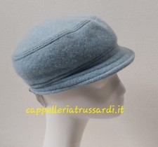 CAPPELLO BERRETTO VISIERA AZZURRO PURA LANA  MADE IN ITALY MISURA 55/56