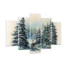Quadro su Vetro 150x100cm Neve abeti rossi foresta Stampe Moderni Murale