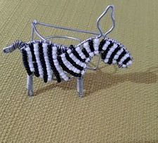 African beaded napkin ring holder Zebra design